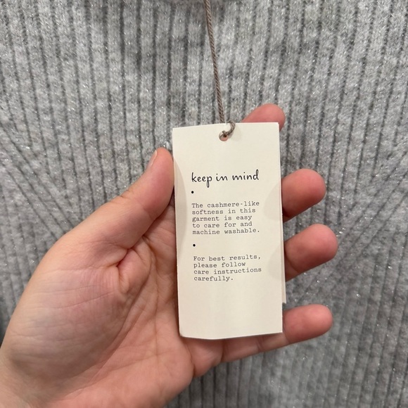 A New Day Knit Long Sleeve Sweater Dress Mock High Neck Turtleneck Gray Small - Picture 5 of 6